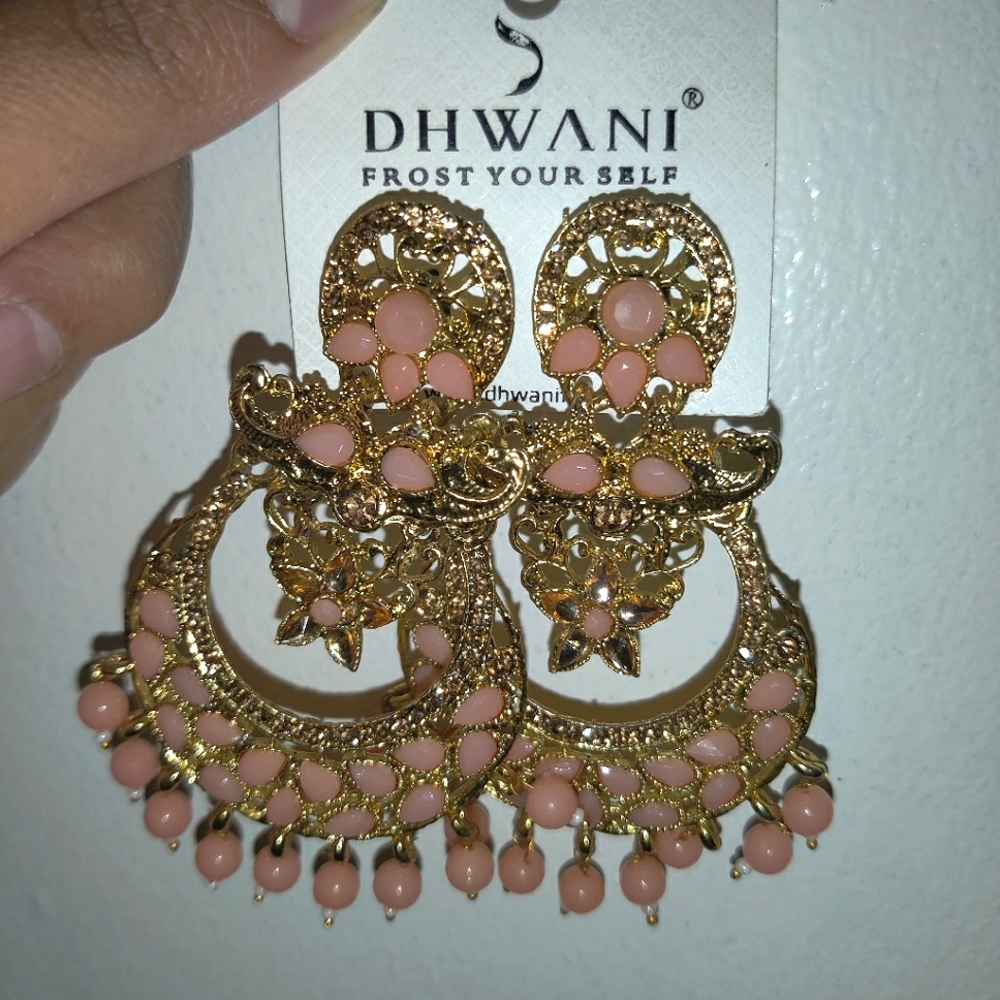 Peach and Gold Earrings